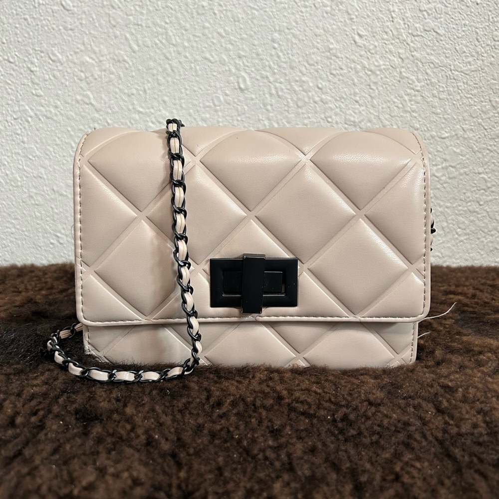 Cream Quilted Crossbody Bag